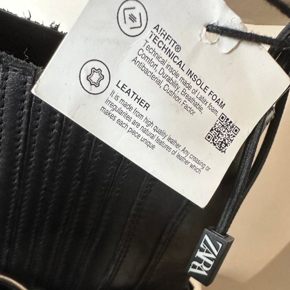 NWT ZARA BLACK LEATHER MOTO COMBAT BOOTS EURO SIZE 39 - Picture 4 of 5